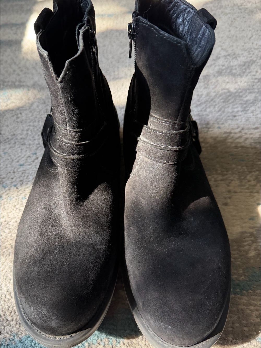 Earth Ash Everglade Black Suede Ankle Boots, Size 9.5